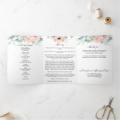 Memorial roze pioen Waterverf bloemenbegrafenis Drieluik Programma (Binnen)