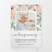 Memorial roze pioen Waterverf bloemenbegrafenis Drieluik Programma (Cover)