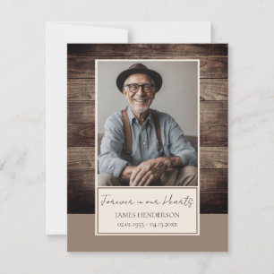 Memorial rustiek hout foto begrafenis aandenken kaart