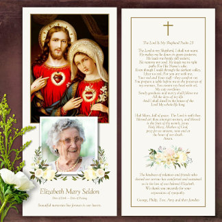 Memorial Sacred Hearts begrafenis Dank u kaart