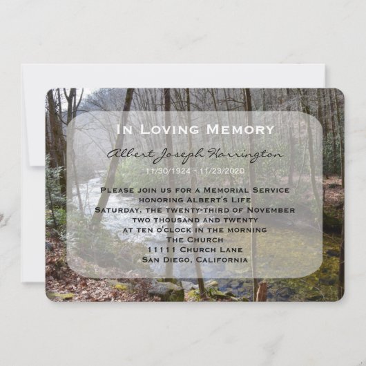 Memorial Service Aankondiging Uitnodigingsbos (Voorkant)