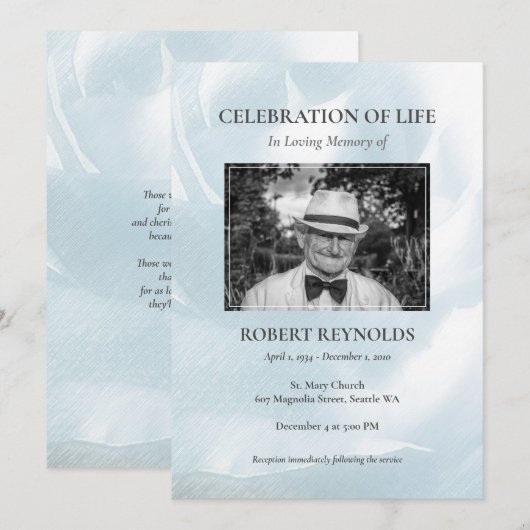 Memorial Service Announement Kaart (Voorkant / Achterkant)