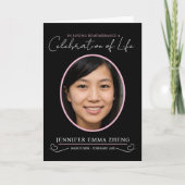 Memorial Service begrafenis hartfoto roze zwart Programma (Voorkant)