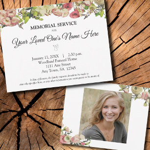 Memorial Service Bloemen kolibrie Elegante foto Notitiekaartje