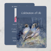 Memorial Service Invitation California Quail Bird (Devant / Derrière)