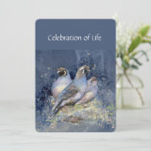 Memorial Service Invitation California Quail Bird (Debout devant)