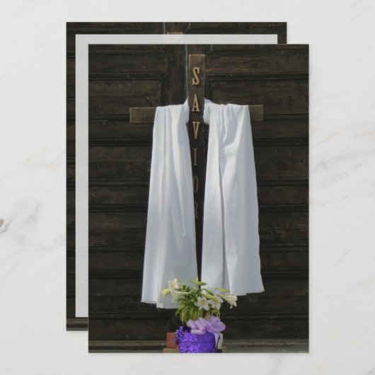 Memorial Service Invitation, Draped Cross Kaart (Voorkant / Achterkant)