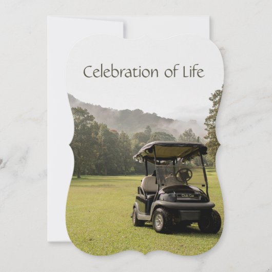 Memorial Service Invitation Golfers Golf Cart (Devant)