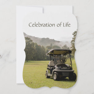 Memorial Service Invitation Golfers Golf Cart