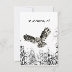Memorial Service Invitation Masculine Owl Bird Art