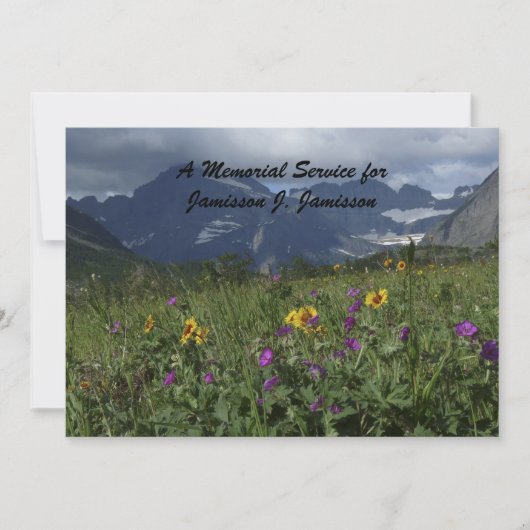 Memorial Service Invitation Mountain Wildbloemen Kaart (Voorkant)