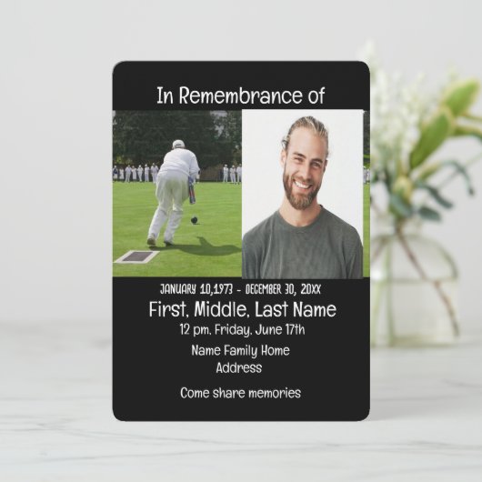 Memorial Service Invitation pelouse Bowling (Debout devant)