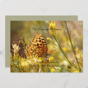Memorial Service Invitation, Yellow Butterfly Kaart