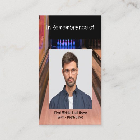 Memorial Service Invite Bowling Lane Bowler Visitekaartje (Voorkant)