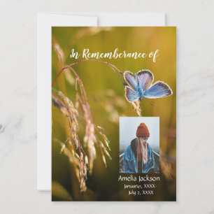 Memorial Service Invite Butterfly Flower Kaart