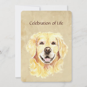 Memorial Service Invite Golden Retriever Dog Pet Kaart