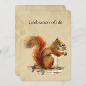 Memorial Service Invite Golden Squirrel Animal Kaart (Voorkant / Achterkant)