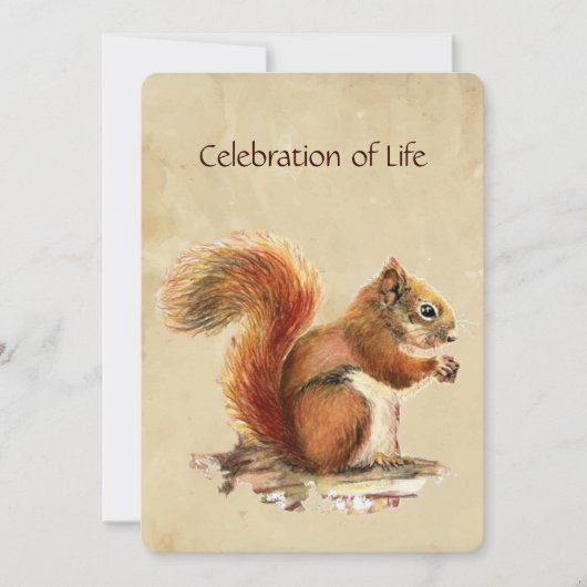 Memorial Service Invite Golden Squirrel Animal Kaart (Voorkant)