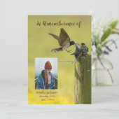 Memorial Service Invite Swallow Bird Watcher Kaart (Staand voorkant)