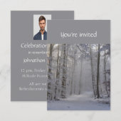 Memorial Service Invite Winter Snow Forest Trees Kaart (Voorkant / Achterkant)