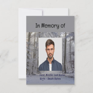 Memorial Service Invite Winter Snow Forest Trees Kaart