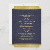 Memorial Service Navy Blue & Gold Elegance Invite Kaart (Achterkant)