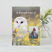 Memorial Service nodigt Barn Owl Flowers uit Kaart (Staand voorkant)