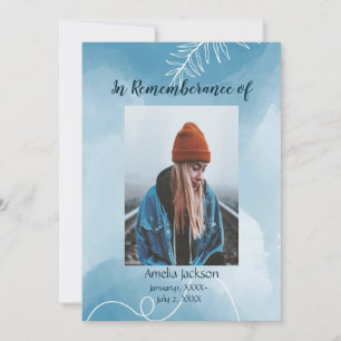 Memorial Service nodigt blauwe botanische bladeren Kaart