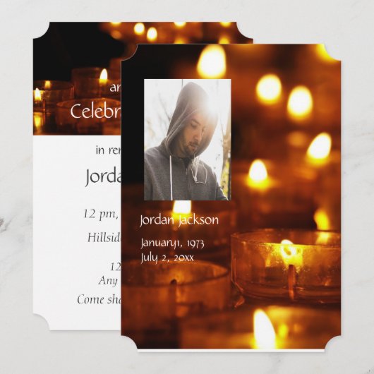 Memorial Service nodigt kaarslicht uit Kaart (Voorkant / Achterkant)