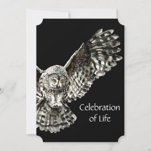 Memorial Service nodigt Masculine Owl Bird Art uit Kaart