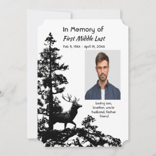 Memorial Service nodigt Masculine Stag Deer Art ui Kaart