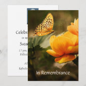 Memorial Service nodigt Oranje tuinvlinder uit Kaart (Voorkant / Achterkant)