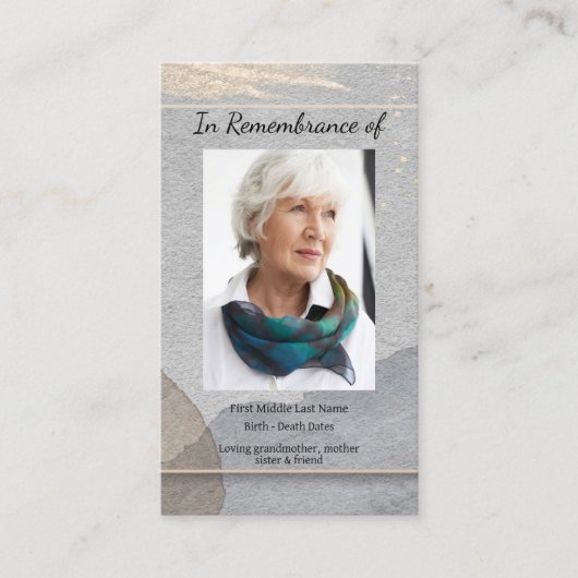 Memorial Service nodigt Waterverf uit Eenvoudige k Visitekaartje (Voorkant)