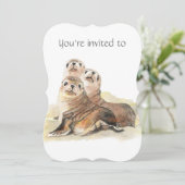 Memorial Service nodigt Waterverf zeehonden uit Kaart (Staand voorkant)