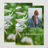 Memorial Service Noite White Lily Flowers Kaart (Voorkant / Achterkant)
