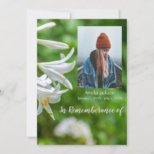 Memorial Service Noite White Lily Flowers Kaart