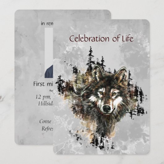 Memorial Service Noviite Wolf Animal art Kaart (Voorkant / Achterkant)