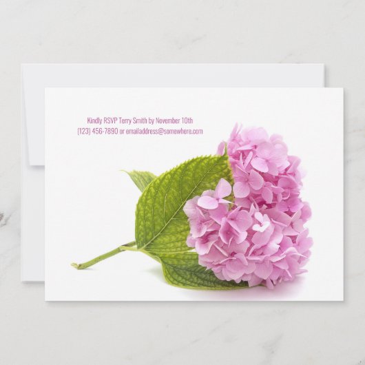 Memorial Service Pink Hydrangea Voeg uw foto toe Kaart (Achterkant)