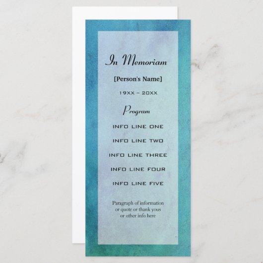 Memorial Service Program Card Programma (Voorkant / Achterkant)