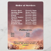 Memorial Service Rode zonsondergang met bomen Foto Programma (Achterkant)