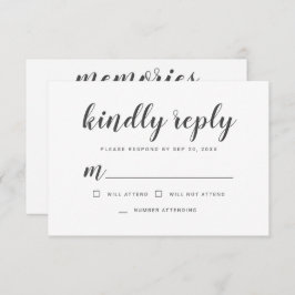 Memorial Simple Cursive Memories Kindly Reply RSVP Kaartje