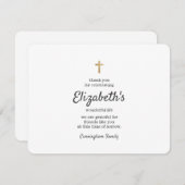 Memorial Simple Gold Cross Bedankkaart (Voorkant / Achterkant)