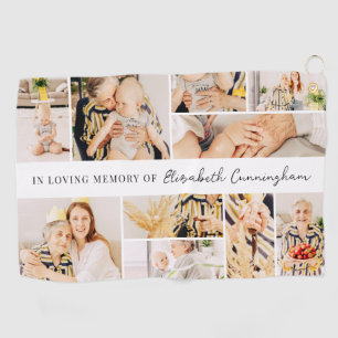 Memorial Simple Minimalist Modern 10 Photo Collage Golfhanddoek