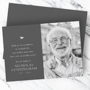 Memorial Simple Minimalist Modern Foto Bedankkaart