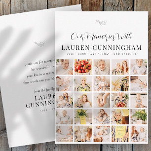 Memorial Simple Modern Minimalist 25 Photo Bedankkaart