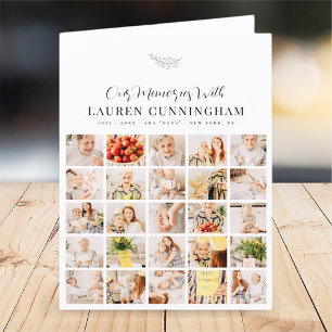 Memorial Simple Modern Minimalist 25 Photo Collage Bedankkaart