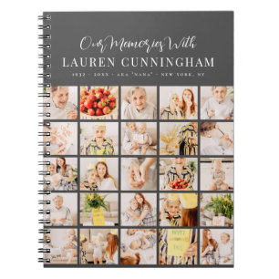 Memorial Simple Modern Minimalist 25 Photo Collage Notitieboek