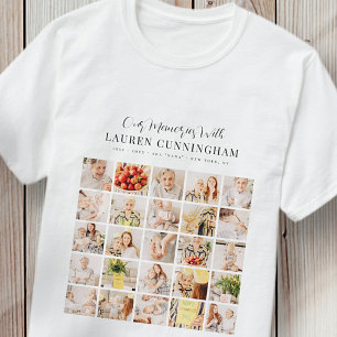 Memorial Simple Modern Minimalist 25 Photo Collage T-shirt
