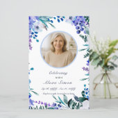 Memorial Soft Blue Floral begrafenisprogramma (Staand voorkant)