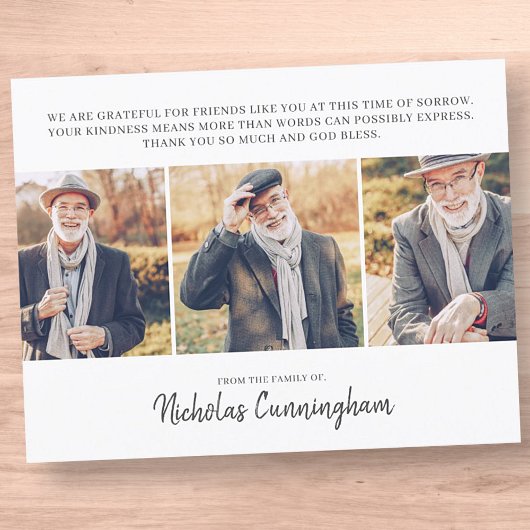 Memorial Three Custom Photo and Message Bedankkaart
